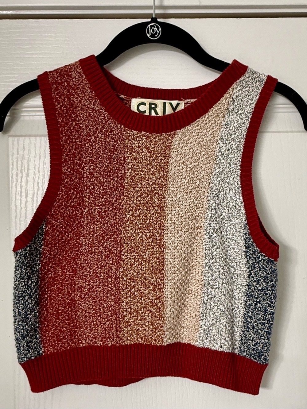 Red Multi Knit Colorblock Crop Tank